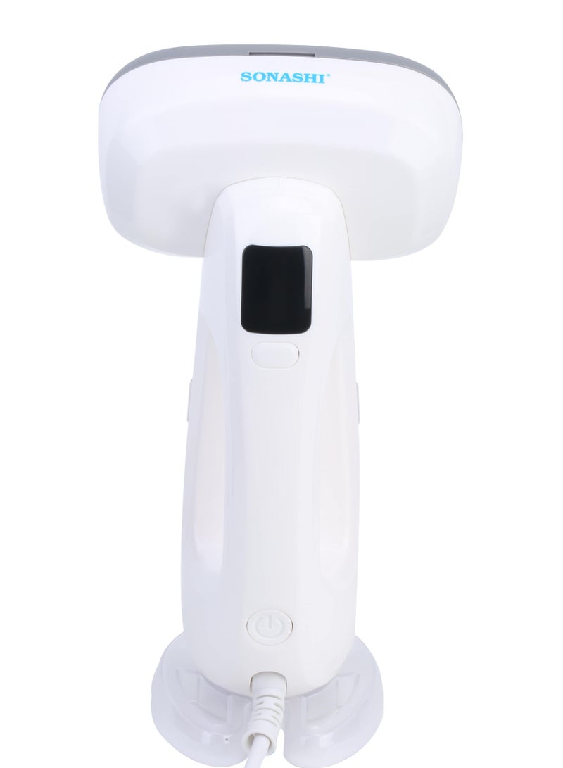 Garment Steamer with Digital LED Display | 3 Level Steams - Low/Medium/High | Continuous Work -30 Min with Auto-Shut Off Function | Detachable Tank Capacity & Removable Fabric Brush 300 ml 2000 W SGS-323 White