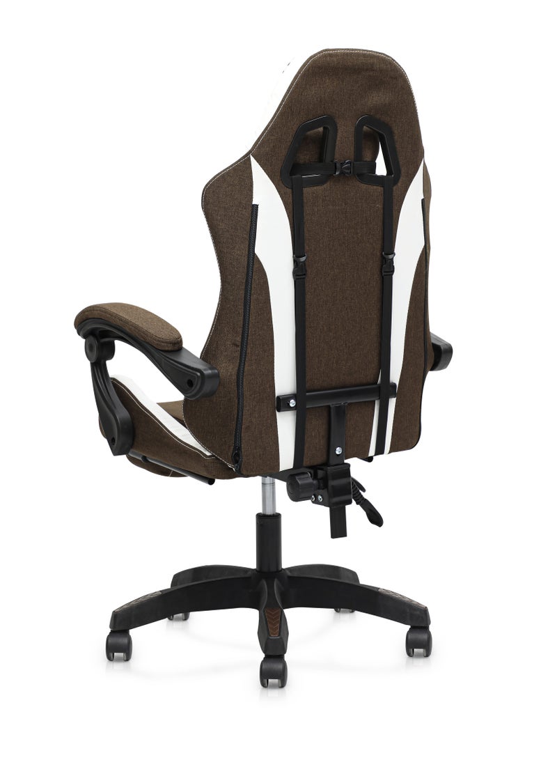 Modern design Best Executive Gaming Chair MH-FR34-Brown/White For Video Gaming Chair For Pc With Fully Reclining Back And Head Rest And Footrest For Adults(10 TO 20) Years