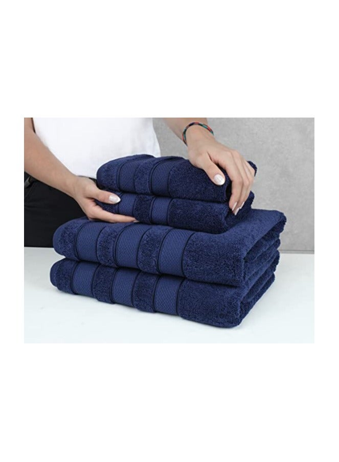 Safi Plus 6 Piece Turkısh Cotton Super Soft Towel Set Navy Blue