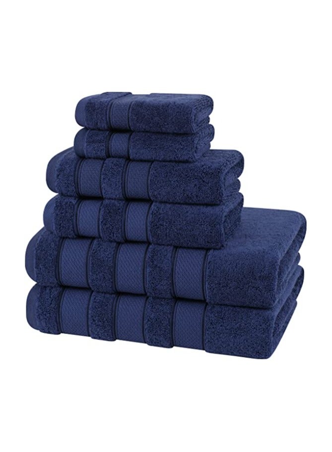 Safi Plus 6 Piece Turkısh Cotton Super Soft Towel Set Navy Blue