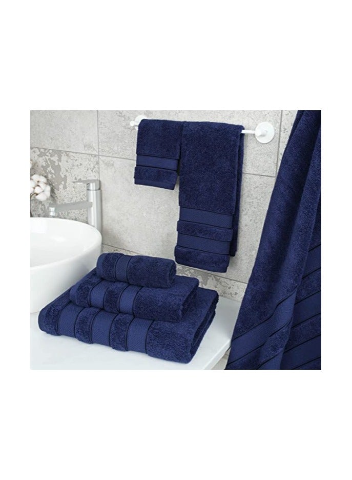 Safi Plus 6 Piece Turkısh Cotton Super Soft Towel Set Navy Blue