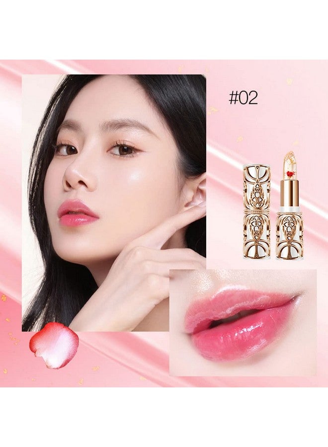 Crystal Flower Ph Lip Balm Color Changing Magic Lipstick Jelly Flower Luxury Lip Balm Mood Lipstick Color Changing Long Lasting Nutritious Lip Gloss Clear Lipstick