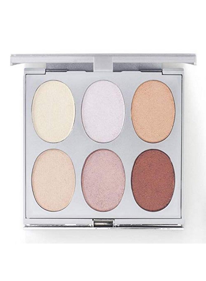 Ome Alexander Highlighter Palette & Brush 6 Buildable & Blendable Micronized Powder Highlighting & Contouring Shades (Cool Tones)