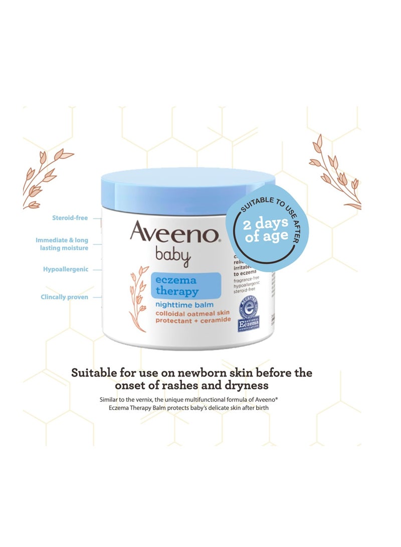 Aveeno Baby Eczema Therapy Nighttime Moisturizing Body Balm, Nourishing Skin Protectant Soothes & Relieves Dry, Itchy Skin from Eczema, Hypoallergenic, Fragrance- & Steroid-Free, 11 oz