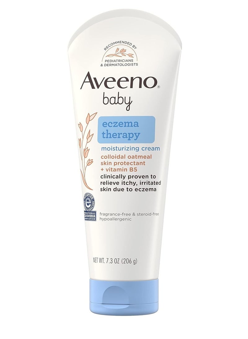 AVEENO BABY Eczema Therapy Moisturizing Cream, Natural Colloidal Oatmeal & Vitamin B5, Moisturizes & Relieves Dry, Itchy, Irritated Skin, Paraben & Steroid & Fragrance Free, 7.3 Oz