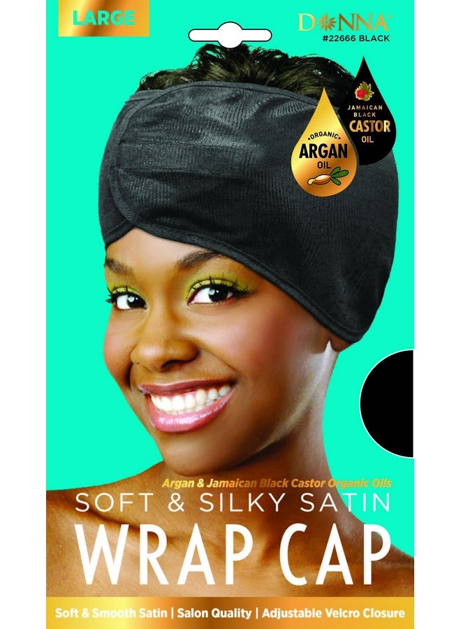 Argan & Black Castor Treatment Satin Wrap Hair Wrap For Sleeping Cap (Black)