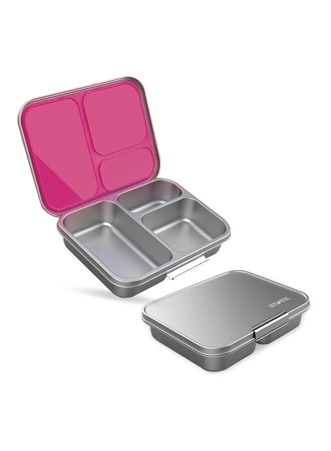 Eazy Kids 3 Compartment Bento Steel Lunch Box with Stainless Steel 530ml Water Bottle - Pink