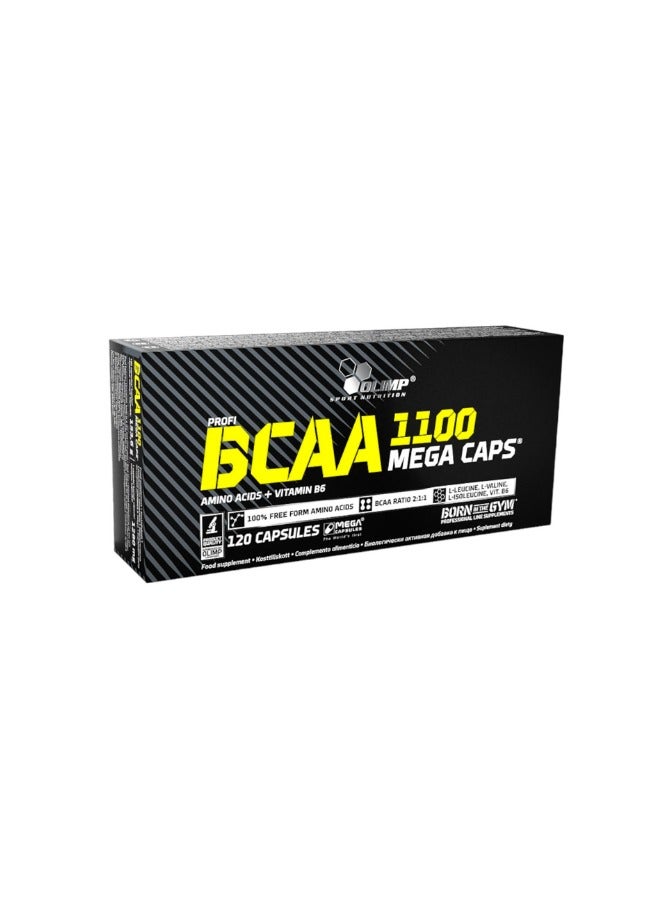 Bcaa 1100 Mega Caps, Amino Acids + Vitamin B6, 120 Capsules