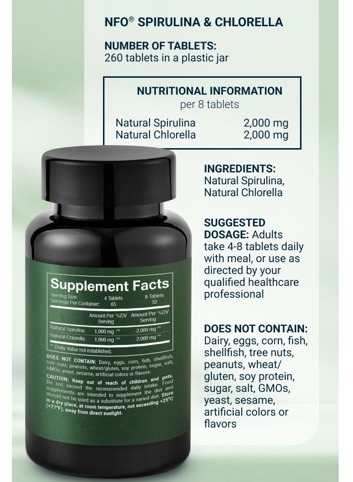 NFO SPIRULINA & CHLORELLA [260 Tablets]