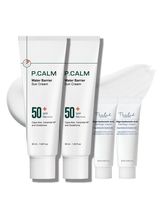Pcalm Water Barrier Moisturizing Sun Cream Mattefinish No White Cast Spf 50+ Pa++++ Vegan Calming Moisture Daily Sunscreen For Dry Oily Sensitive Skin Korean Skincare 3.4 Fl Oz