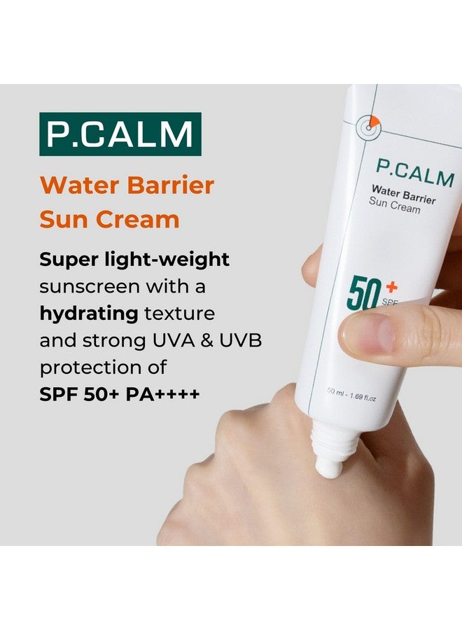 Pcalm Water Barrier Moisturizing Sun Cream Mattefinish No White Cast Spf 50+ Pa++++ Vegan Calming Moisture Daily Sunscreen For Dry Oily Sensitive Skin Korean Skincare 3.4 Fl Oz