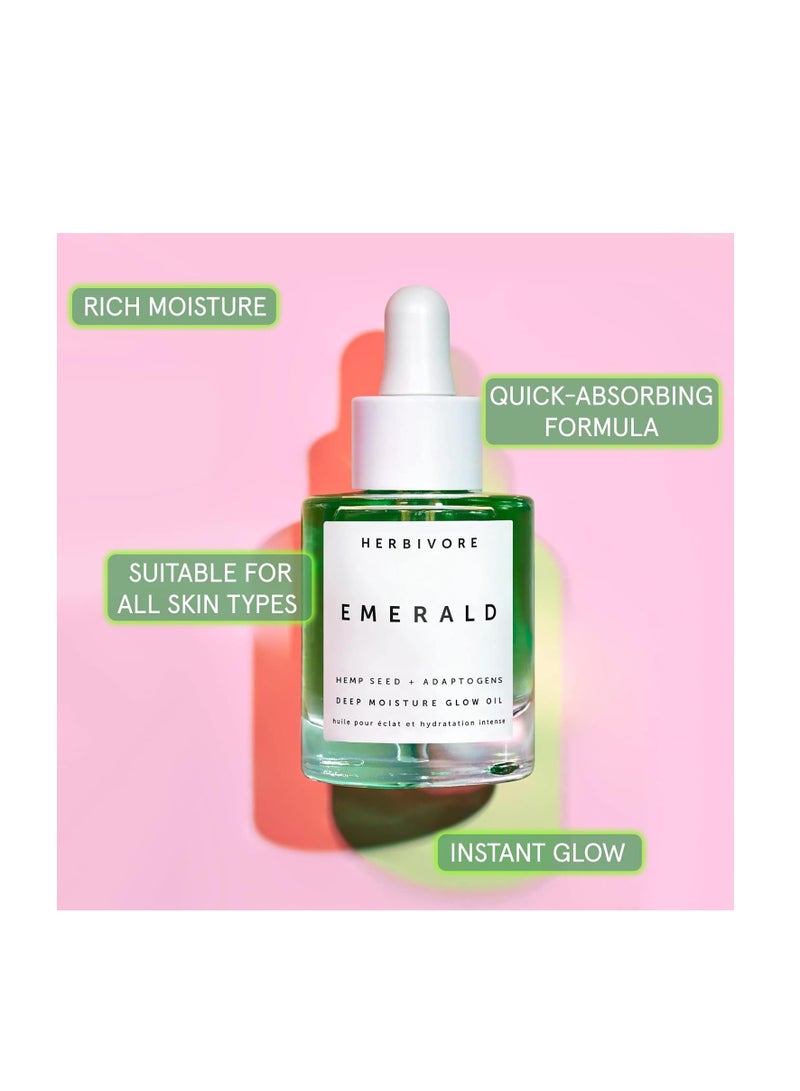 HERBIVORE Emerald Deep Moisture Glow Oil for Face – Hydrating Facial Oil, Calming & Moisturizing, Plant-based, Vegan, Cruelty-free, 30mL / 1 oz