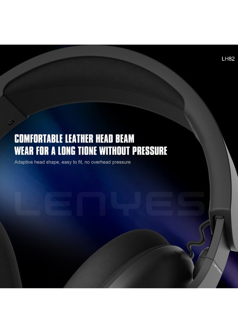 Lenyes LH82 Wireless On-Ear Headphones - 3D listening position zero latency - 20H Battery - Speed Charge  - Foldable Black