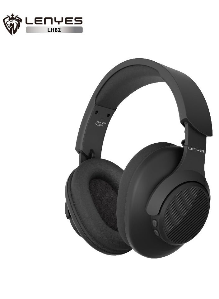 Lenyes LH82 Wireless On-Ear Headphones - 3D listening position zero latency - 20H Battery - Speed Charge  - Foldable Black