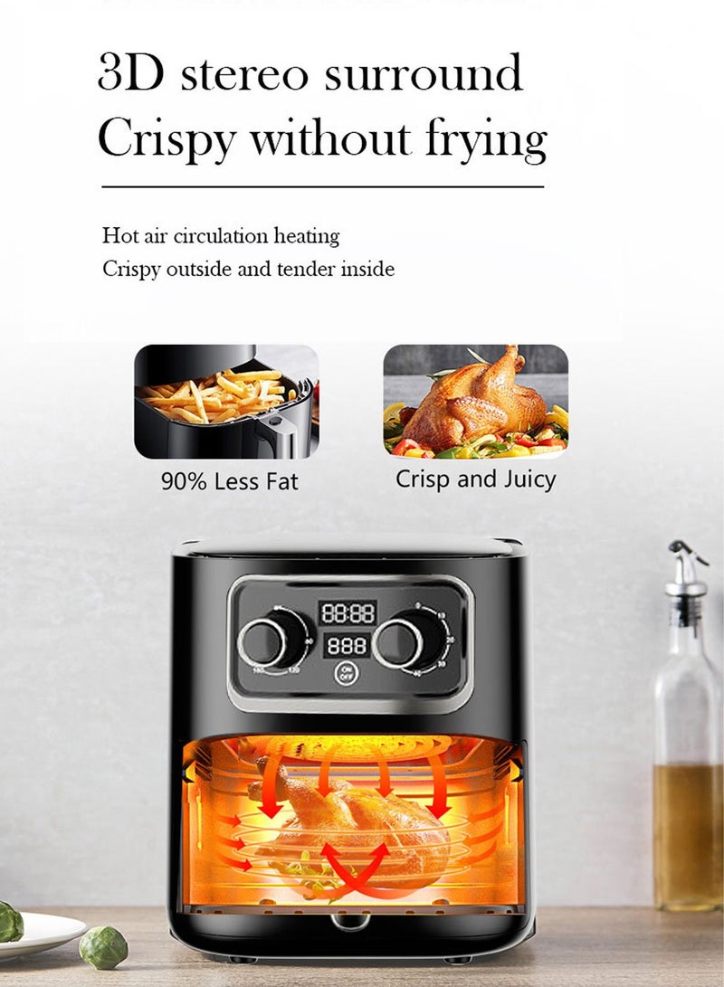 Air Fryer 10L, Rapid Hot Air Circulation for Frying, Grilling, Broiling, Roasting, Baking and Toasting 10L 2400W SZ-801 Black