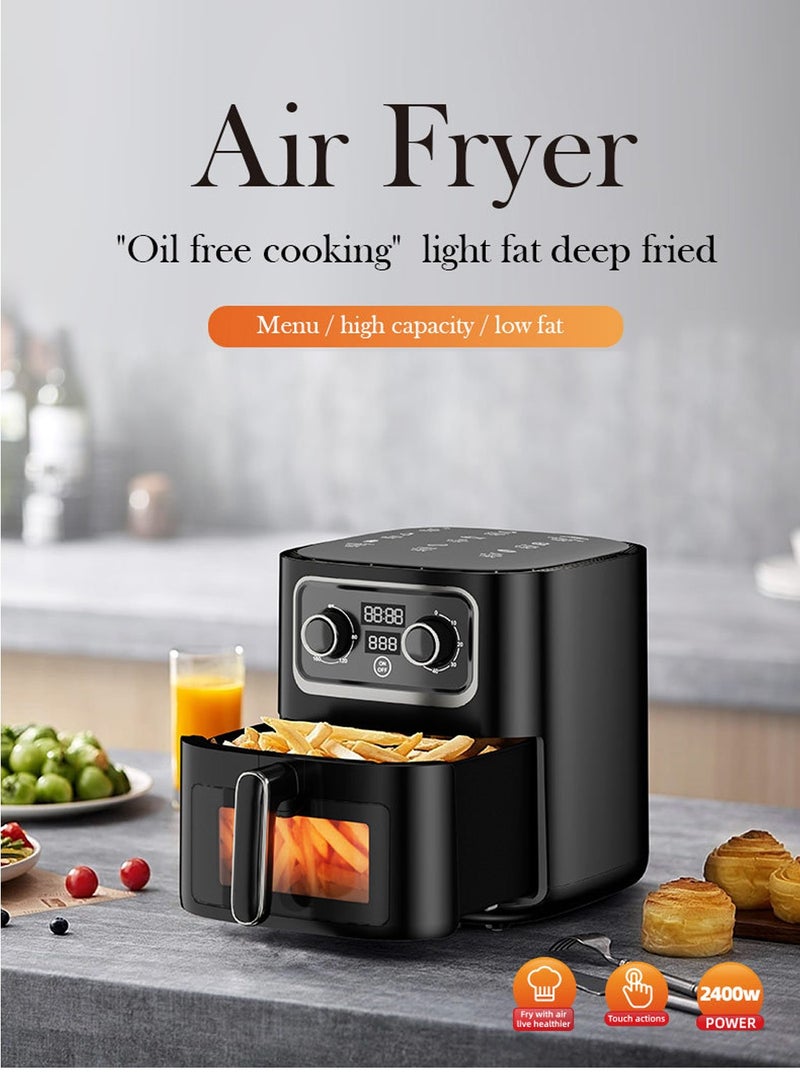 Air Fryer 10L, Rapid Hot Air Circulation for Frying, Grilling, Broiling, Roasting, Baking and Toasting 10L 2400W SZ-801 Black