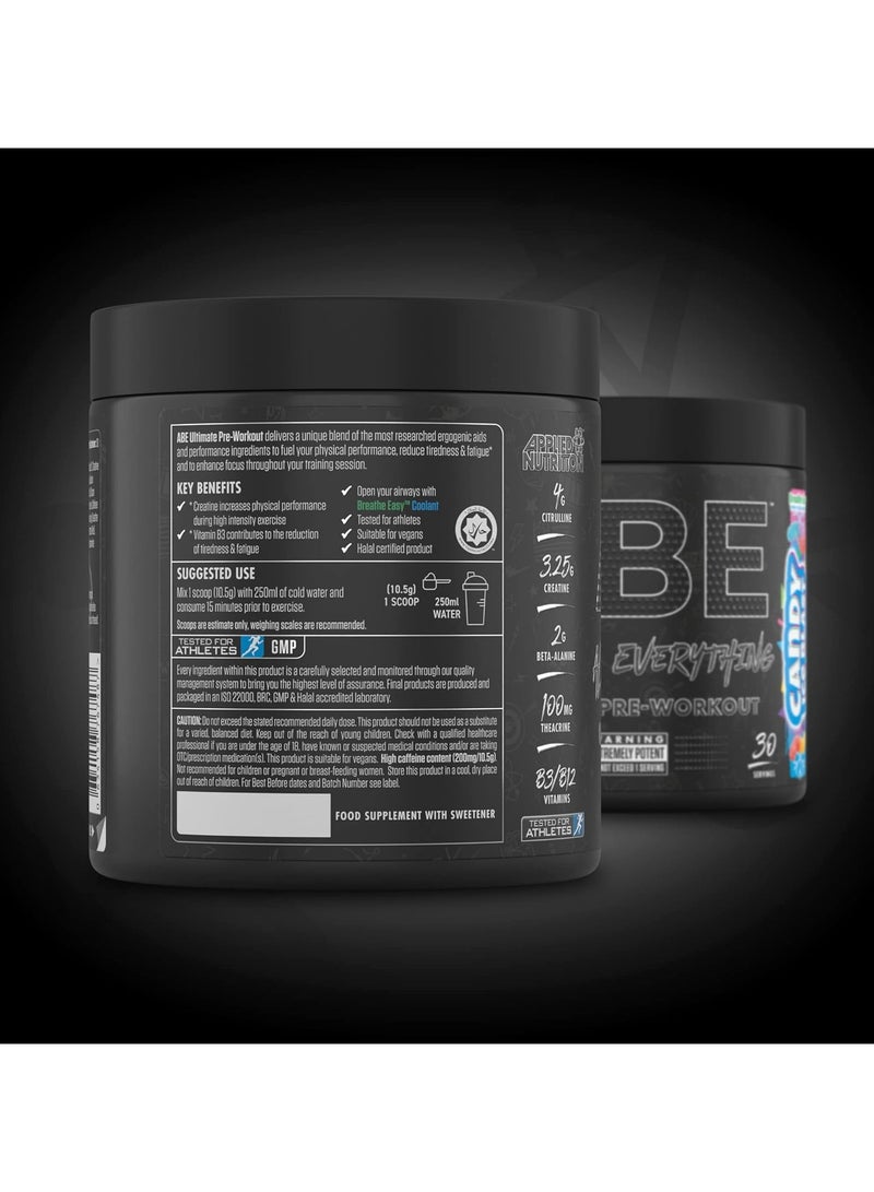 Abe Ultimate Pre-workout With Icy Blue Raz Flavor 30 Servings 375gm