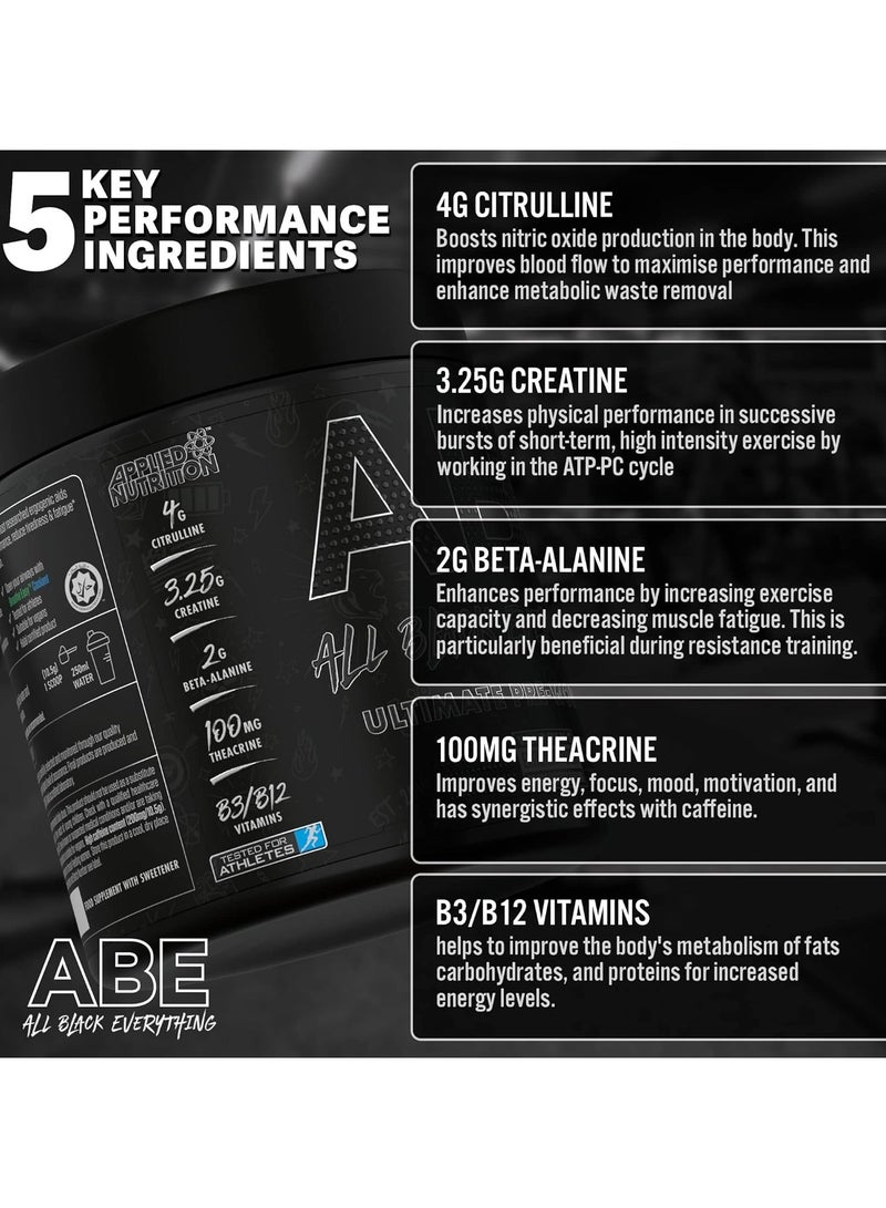 Abe Ultimate Pre-workout With Icy Blue Raz Flavor 30 Servings 375gm