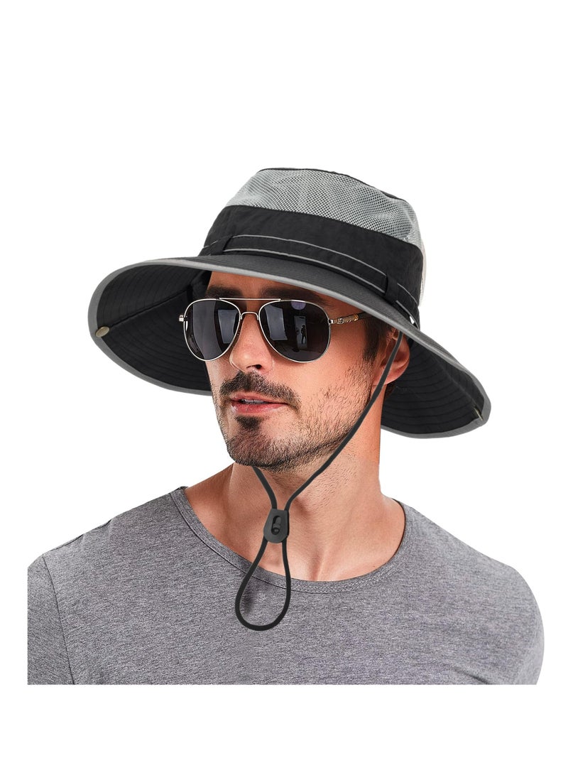 Wide Brim Fishing Sun Hat for Men Women - UV Protection Bucket Hat Summer Beach Hat Foldable Safari Boonie Cap