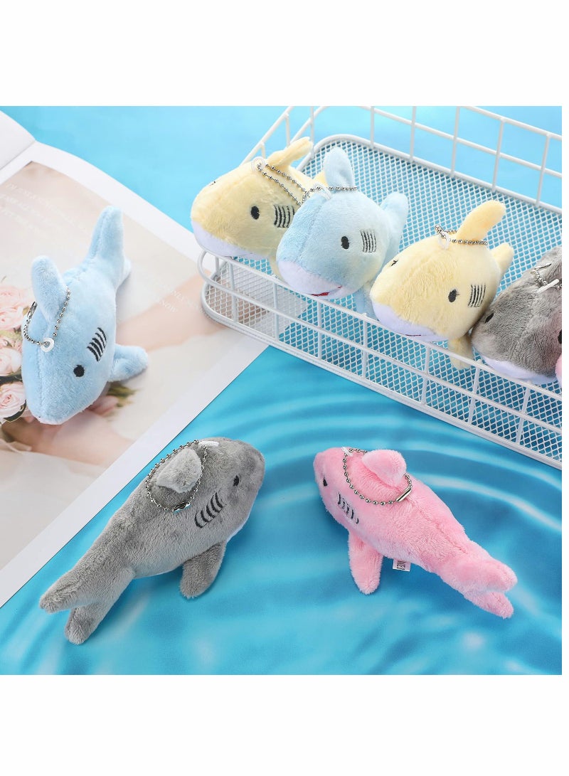 8Pcs Mini Stuffed Animal Soft Shark Plush Toys bulk Tiny Shark Plush Keychain Mini Backpack Keychain On Keychain for Boys Girls Goody Bag Fillers Multicolor