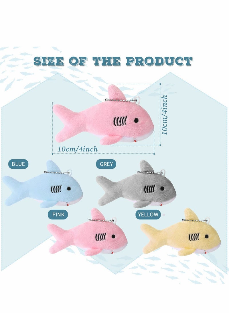 8Pcs Mini Stuffed Animal Soft Shark Plush Toys bulk Tiny Shark Plush Keychain Mini Backpack Keychain On Keychain for Boys Girls Goody Bag Fillers Multicolor