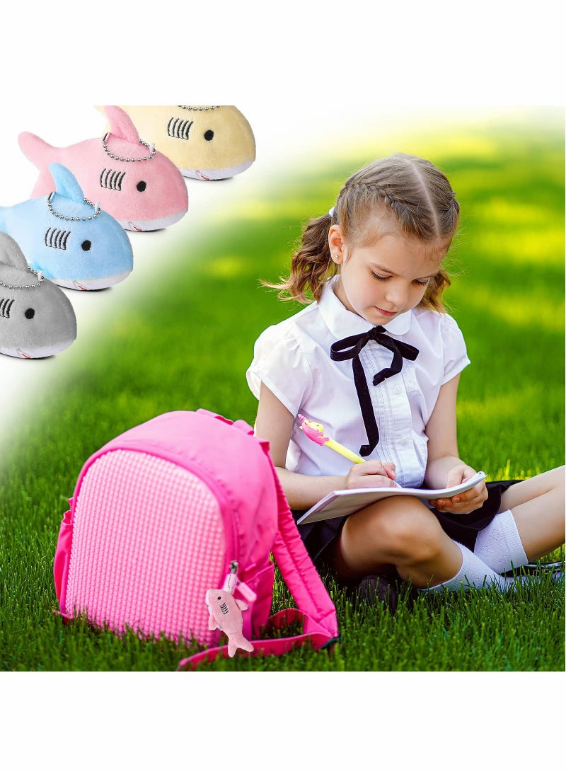 8Pcs Mini Stuffed Animal Soft Shark Plush Toys bulk Tiny Shark Plush Keychain Mini Backpack Keychain On Keychain for Boys Girls Goody Bag Fillers Multicolor