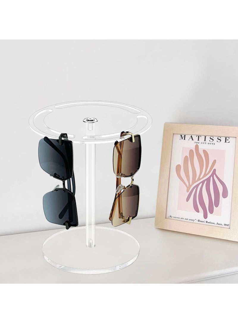 Sunglasses Holder Stand, Acrylic Eyeglasses Display Stand with 360 Rotating, Clear Sunglasses Rack Holder, Eyewear Display Tabletop Organizer Holder for Home, Office, Optical Shop