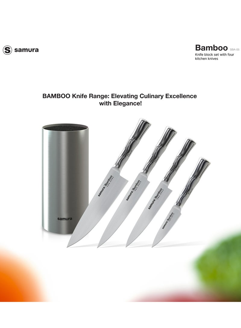 Samura Kitchen Knives Set of 4 | Paring Knife, Utility Knife, Slicing Knife, Chef's Knife | AUS-8 Steel Manganese Blade | Polypropylene Handle | Lightweight | Professional Grade | Precision Cutting