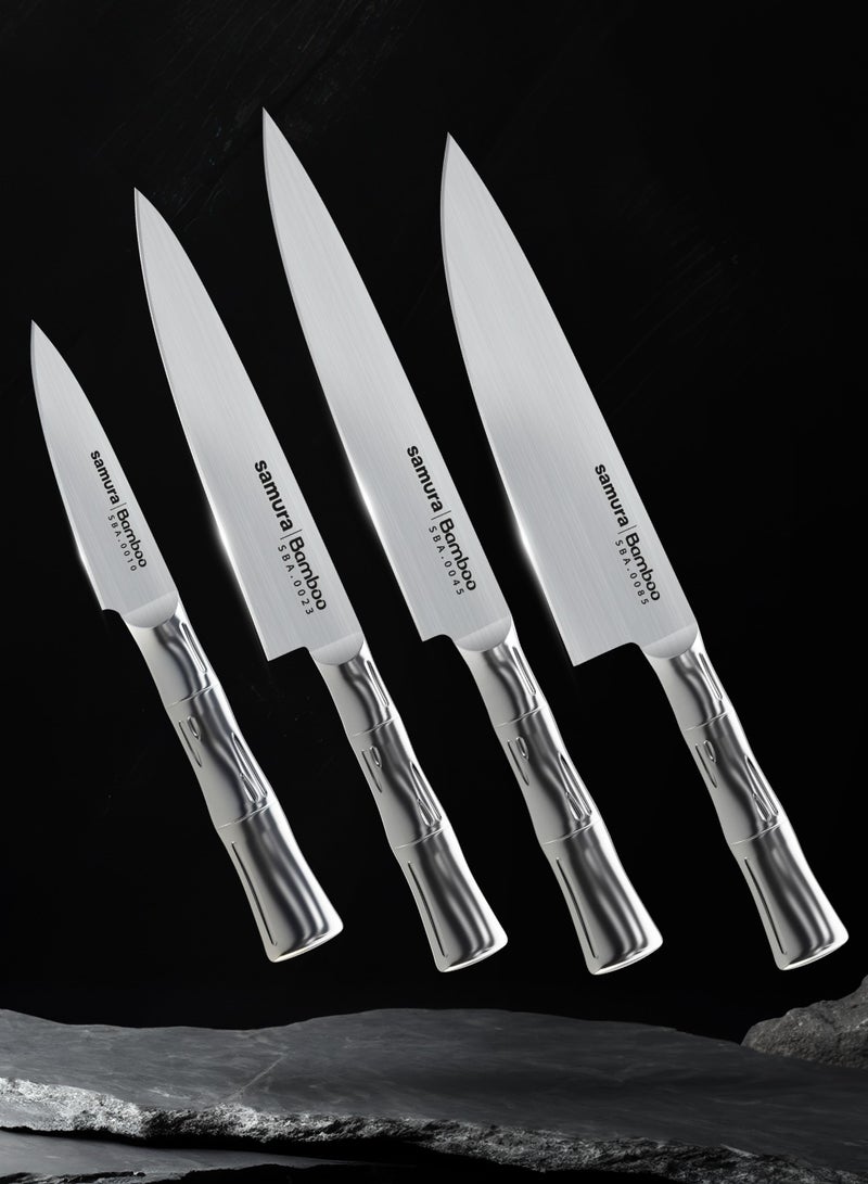 Samura Kitchen Knives Set of 4 | Paring Knife, Utility Knife, Slicing Knife, Chef's Knife | AUS-8 Steel Manganese Blade | Polypropylene Handle | Lightweight | Professional Grade | Precision Cutting