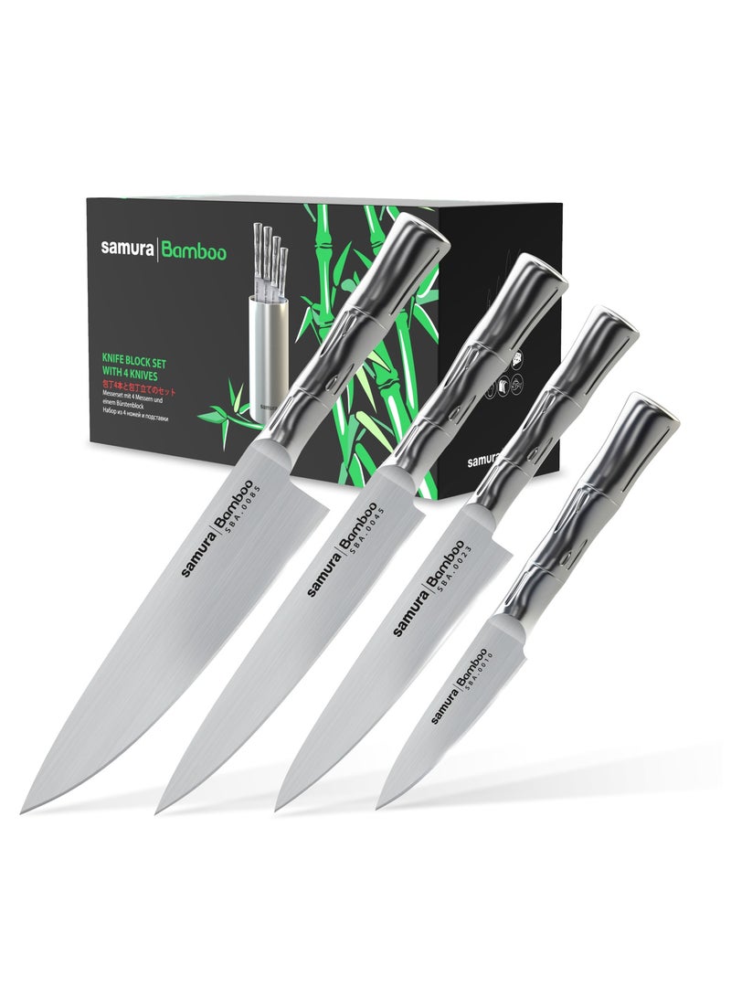 Samura Kitchen Knives Set of 4 | Paring Knife, Utility Knife, Slicing Knife, Chef's Knife | AUS-8 Steel Manganese Blade | Polypropylene Handle | Lightweight | Professional Grade | Precision Cutting