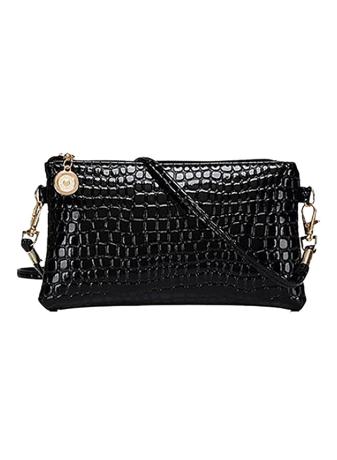 Alligator Pattern Crossbody Bag Black