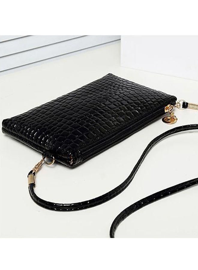 Alligator Pattern Crossbody Bag Black