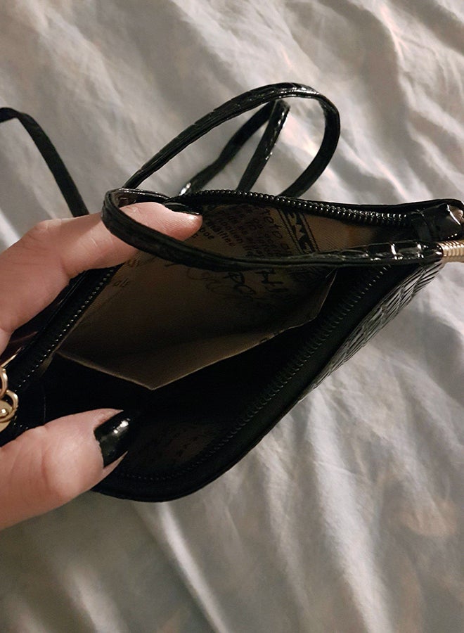 Alligator Pattern Crossbody Bag Black
