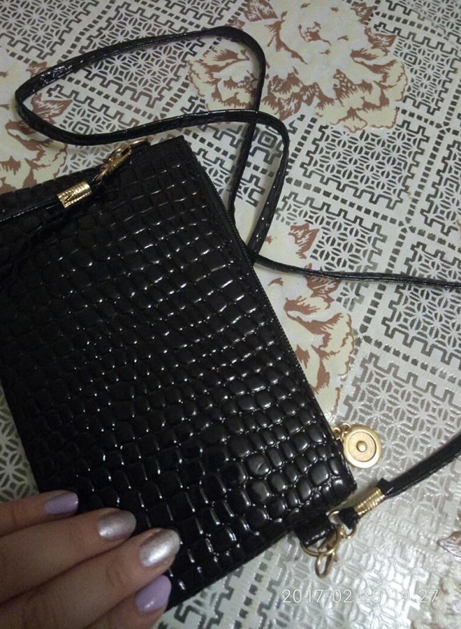 Alligator Pattern Crossbody Bag Black
