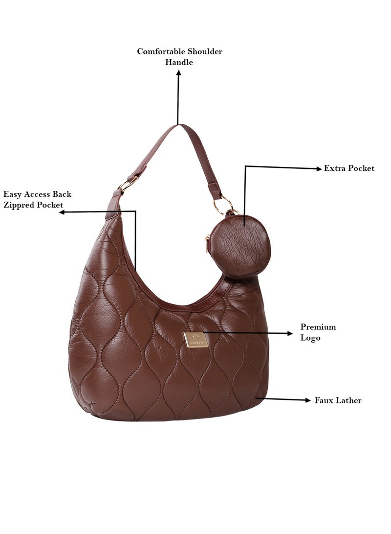 Caprese Briar Abstract Brown Faux Leather Medium Hobo Handbag