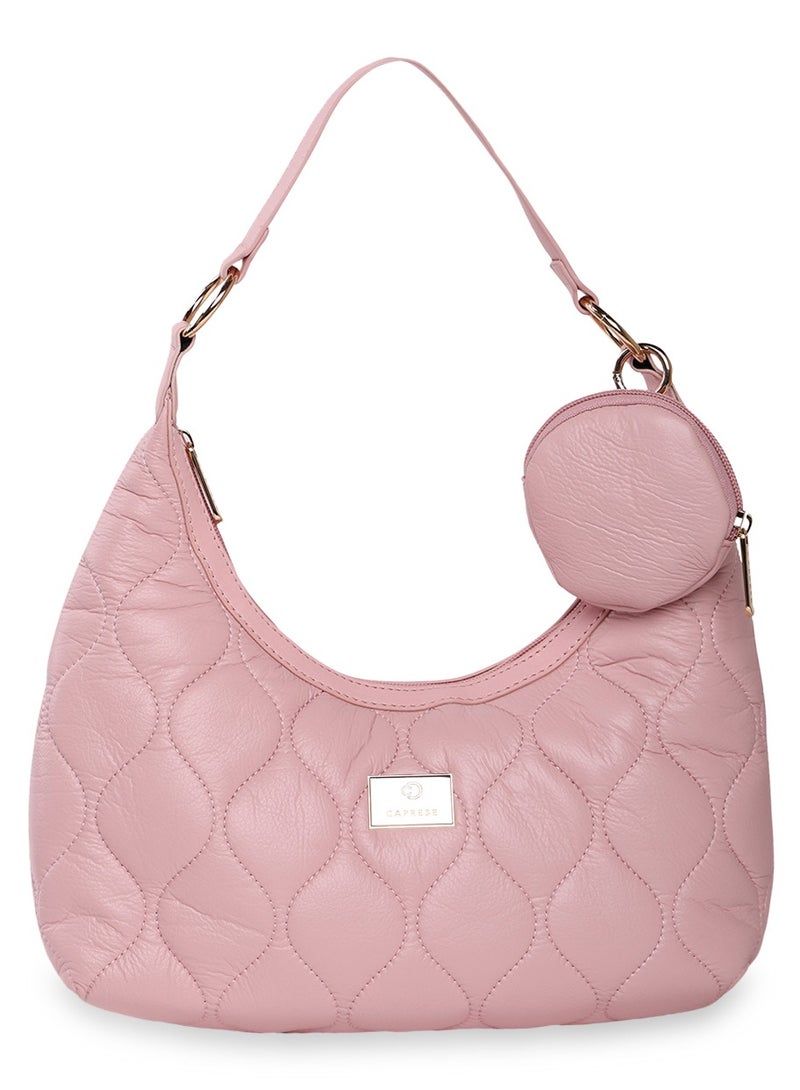 Caprese Briar Abstract Pink Faux Leather Medium Hobo Handbag