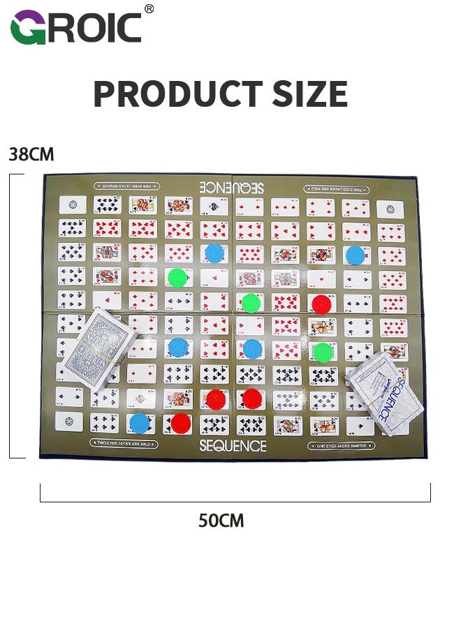 Sequence Board Game Set,Sequence Game,Five in a Row Fun Edition with Padded Mat,Cards, and Tokens,Strategic Board Game,Family Game