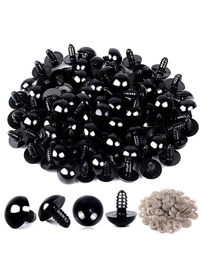 120 Pcs Plastic Safety Crochet Doll Eyes Bulk with Washers, for Crochet Crafts Washer Assorted Sizes for Doll, Plush Animal and Teddy Bear Puppet Craft Making (0.24 Inch/6 mm)