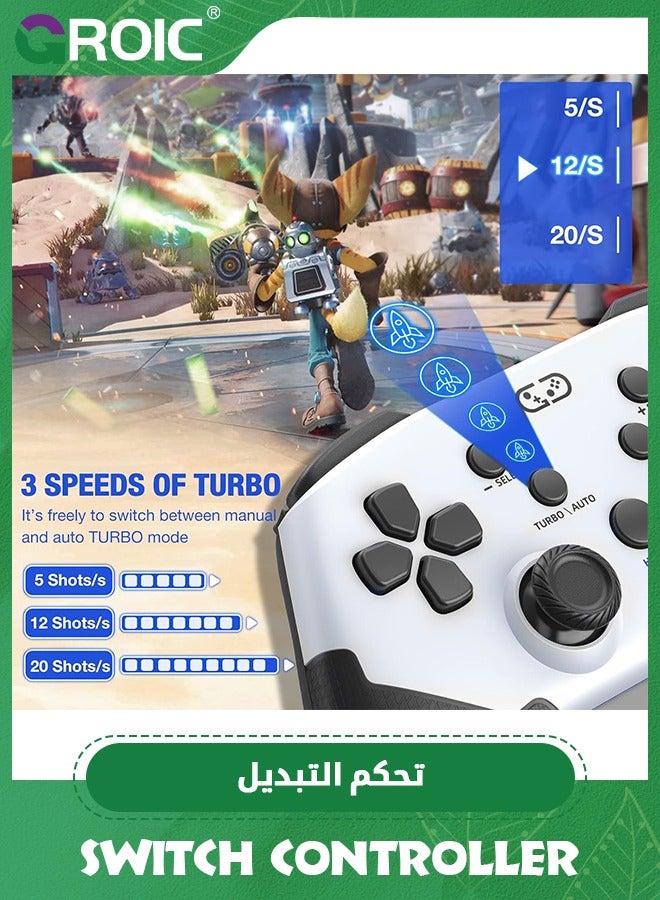 Switch Pro Controller, Wireless Switch Controller For Switch/OLED/Lite, Switch Remote Compatible With IOS/Android/PC Supports App with Programmable, TURBO, Wake Up Function