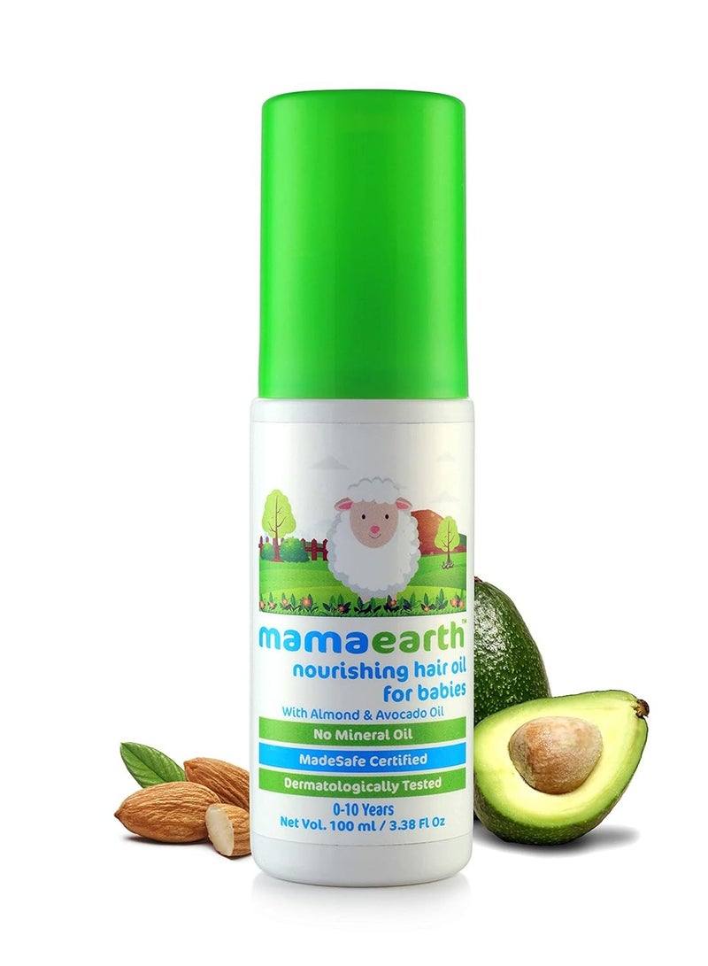 MAMAEARTH Nourishing Baby Hair Oil | Dry Scalp & Cradle Cap Care with Natural Avocado & Almond | Gentle Moisturizer for Delicate Skin 3.38 Fl Oz (100ml)