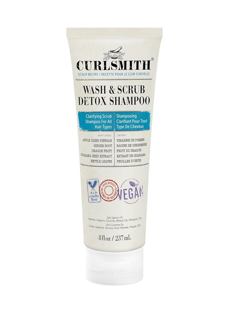 CURLSMITH - Wash & Scrub Detox Shampoo - Vegan Exfoliating Clarifying Shampoo for any Hair Type, Healthy Scalp (8 fl oz)