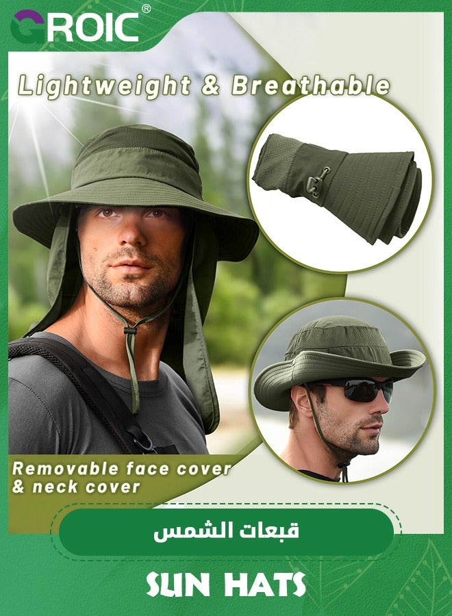 Sun Hat,Fishing Hat,Outdoor UV Sun Protection Wide Brim Hat with Face Cover & Neck Flap,UPF 50+ Sun Protection Cap for Hiking Beach Hats