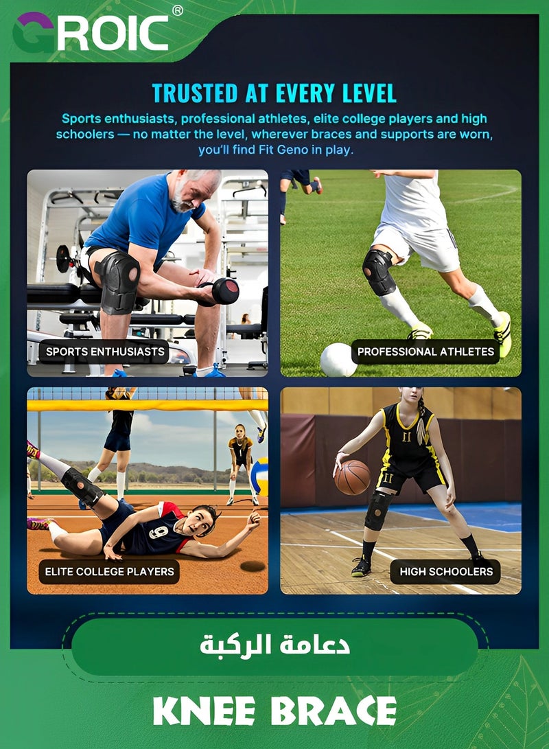Knee Brace for Meniscus Tear,Adjustable Support for Knee Pain with Removable Metal Hinges & Built-in Side Stabilizers for Sports,ACL MCL Injury or Surgery Recovery,Adjustable Knee Support