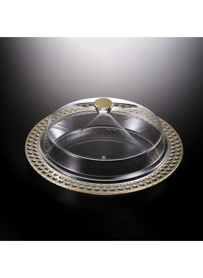 Acrylic Dessert Serving Set Round with Gold Design M