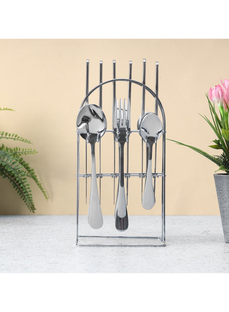 24Pc SS Cutlery Set with stand 6pcs table spoon,6pcs table fork,6pcs table spoon,6pcs tea spoon
