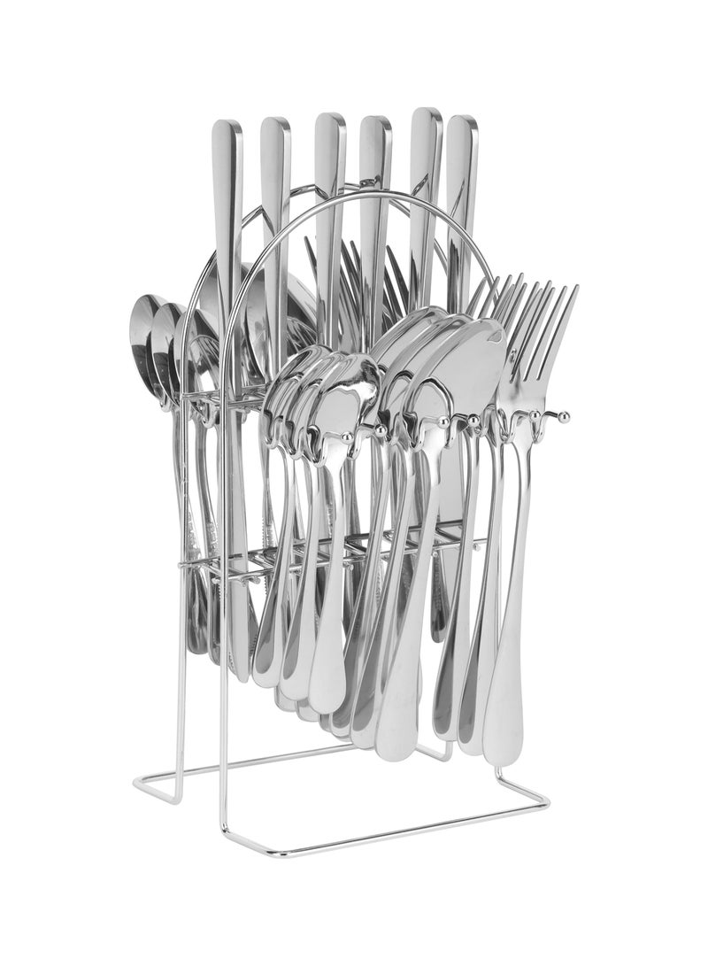 24Pc SS Cutlery Set with stand 6pcs table spoon,6pcs table fork,6pcs table spoon,6pcs tea spoon