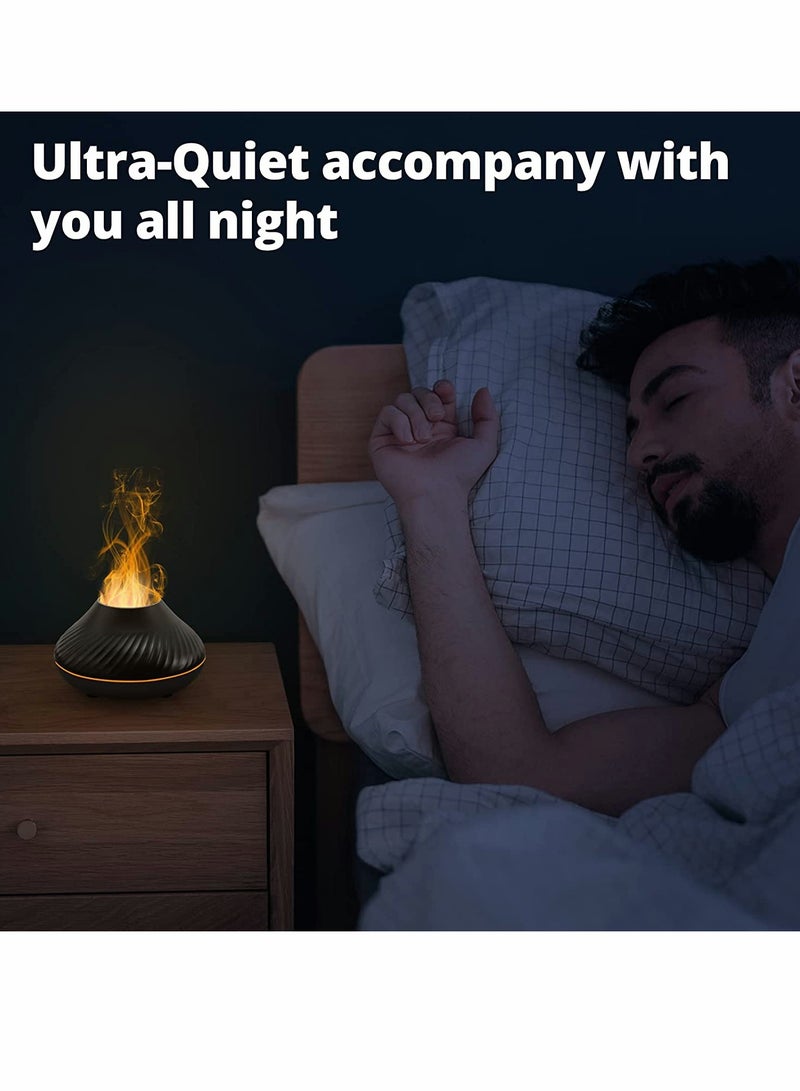 Essential Oil Diffuser Colorful Air Aroma Diffuser Humidifier 130ml Oil Diffuser 7 Flame Color Noiseless Essential Oil Diffuser for Home Office Yoga with Auto Off Protection (8 Hours Black)