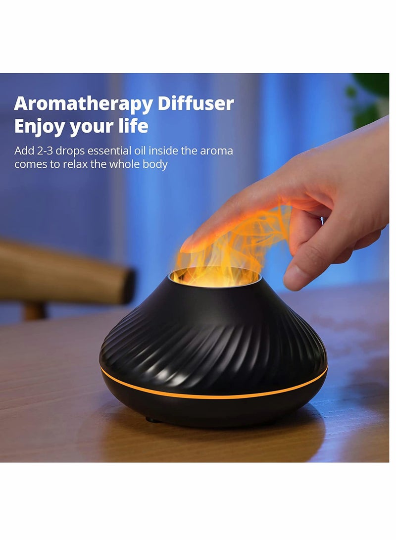Essential Oil Diffuser Colorful Air Aroma Diffuser Humidifier 130ml Oil Diffuser 7 Flame Color Noiseless Essential Oil Diffuser for Home Office Yoga with Auto Off Protection (8 Hours Black)