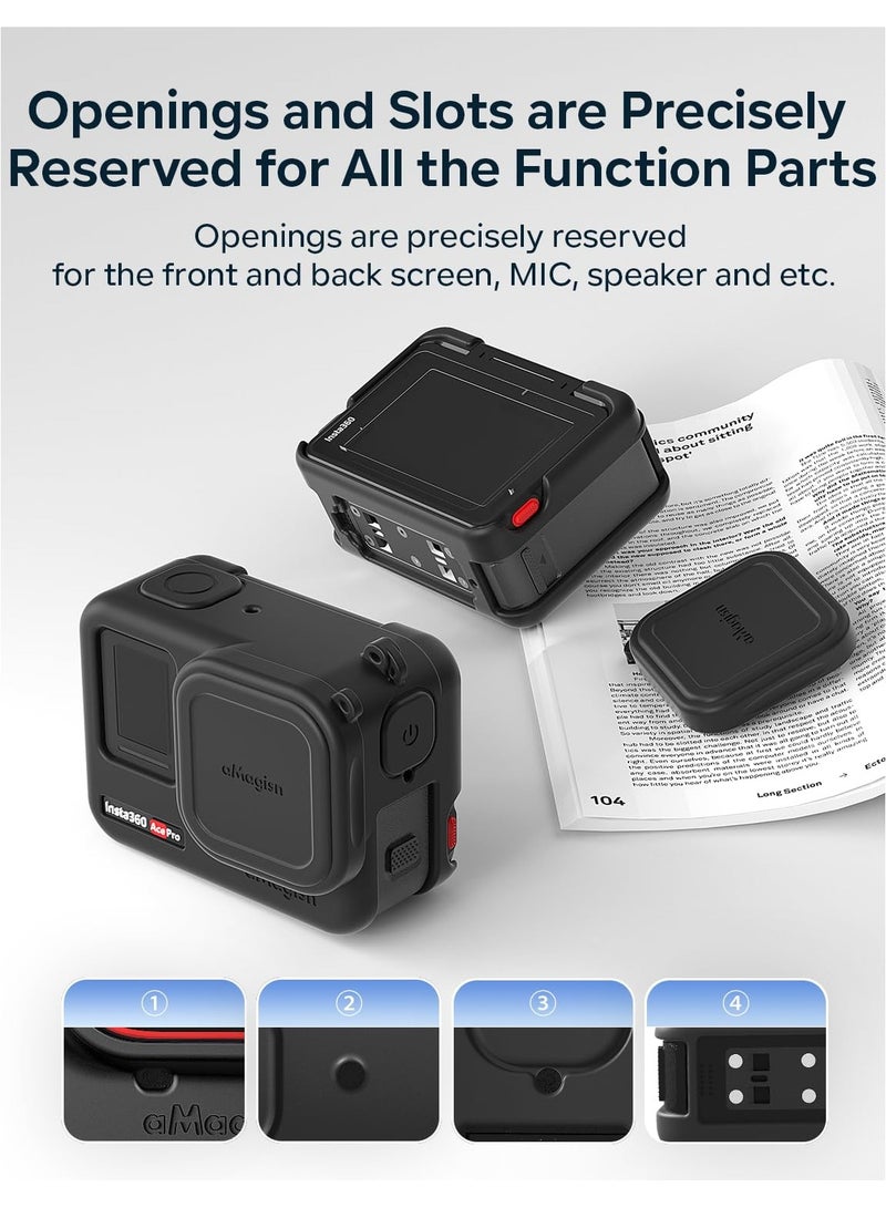 Silicone Protective Case for Insta360 Ace Pro, Shock Proof Protection Silicone Case, That Includes A Lens Cover For The Insta 360 Ace Pro Protective Accessories, with Anti-lost Rope