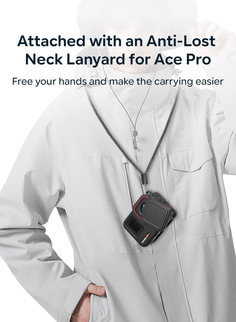 Silicone Protective Case for Insta360 Ace Pro, Shock Proof Protection Silicone Case, That Includes A Lens Cover For The Insta 360 Ace Pro Protective Accessories, with Anti-lost Rope